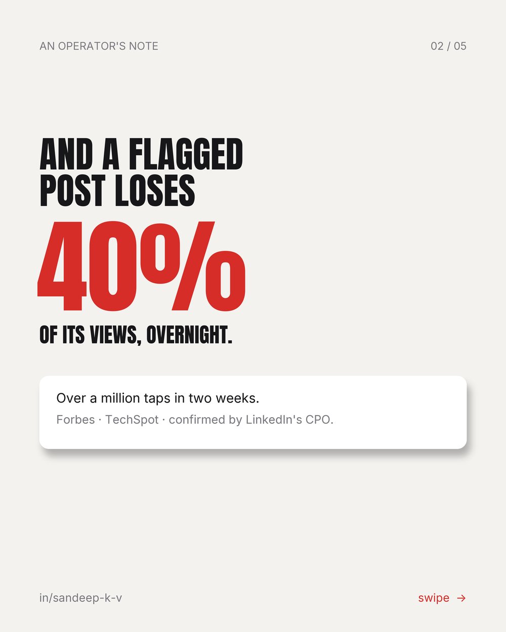 A flagged post loses 40 percent of its views overnight