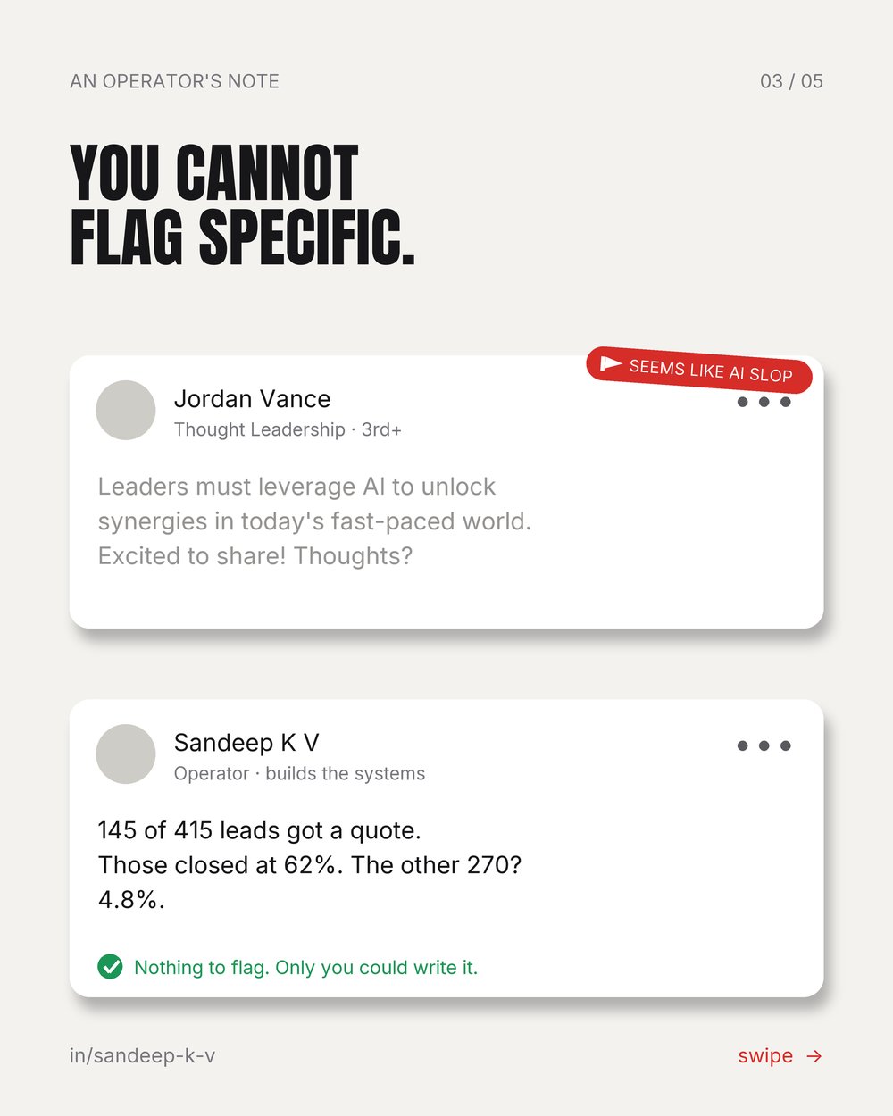 You cannot flag specific: a generic post flagged, a real one that can't be
