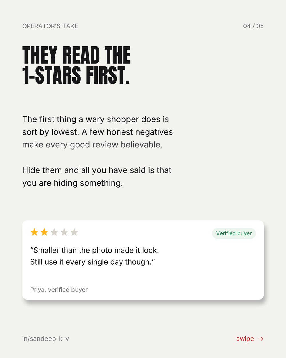 Shoppers read the one-star reviews first