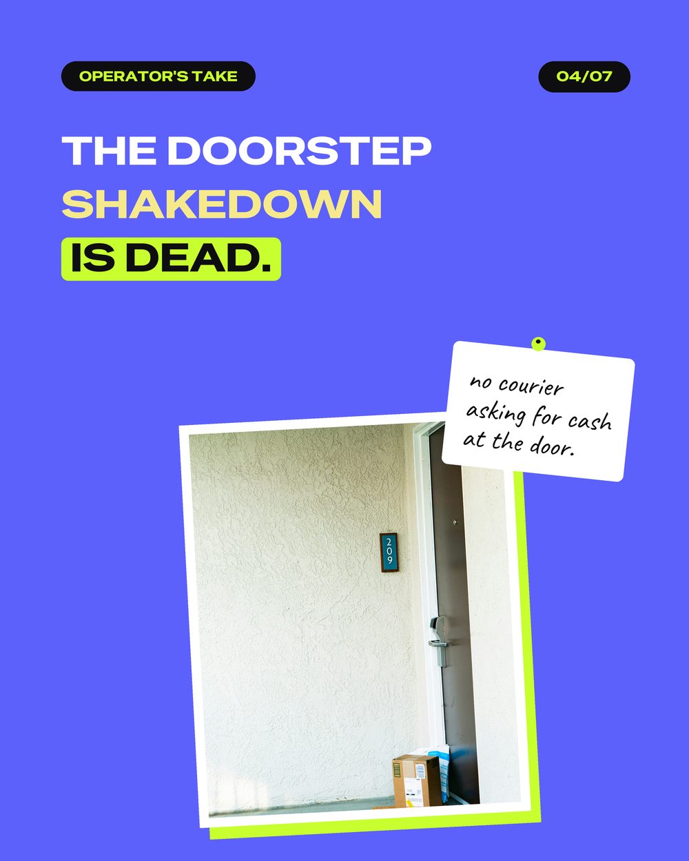 The doorstep shakedown is dead