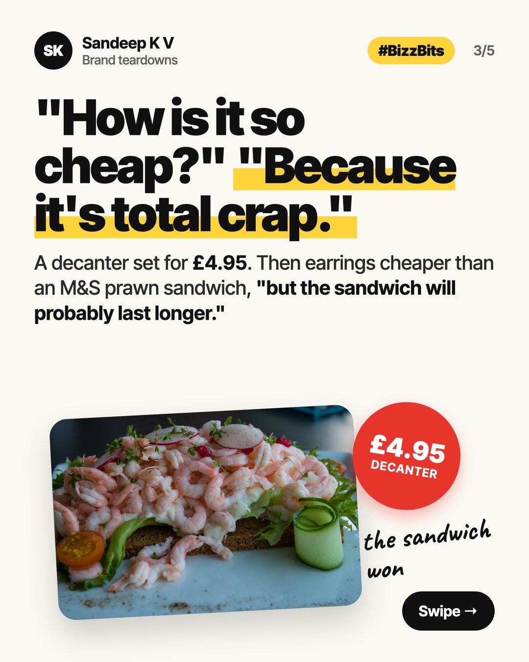 How is it so cheap? Because it's total crap. A decanter set for £4.95, and earrings cheaper than an M&S prawn sandwich