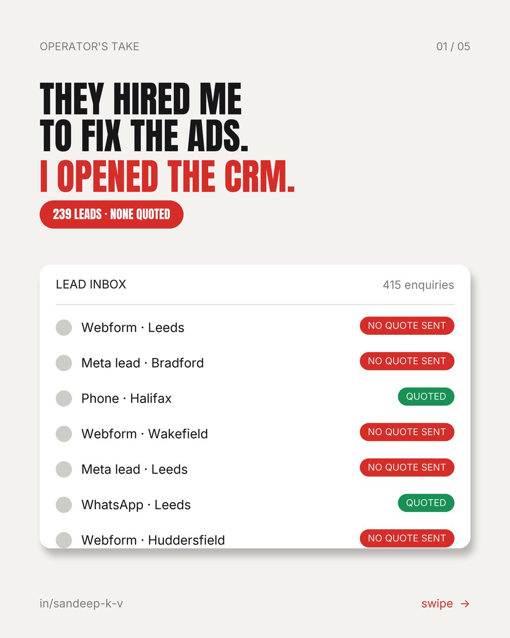 They hired me to fix the ads. I opened the CRM.