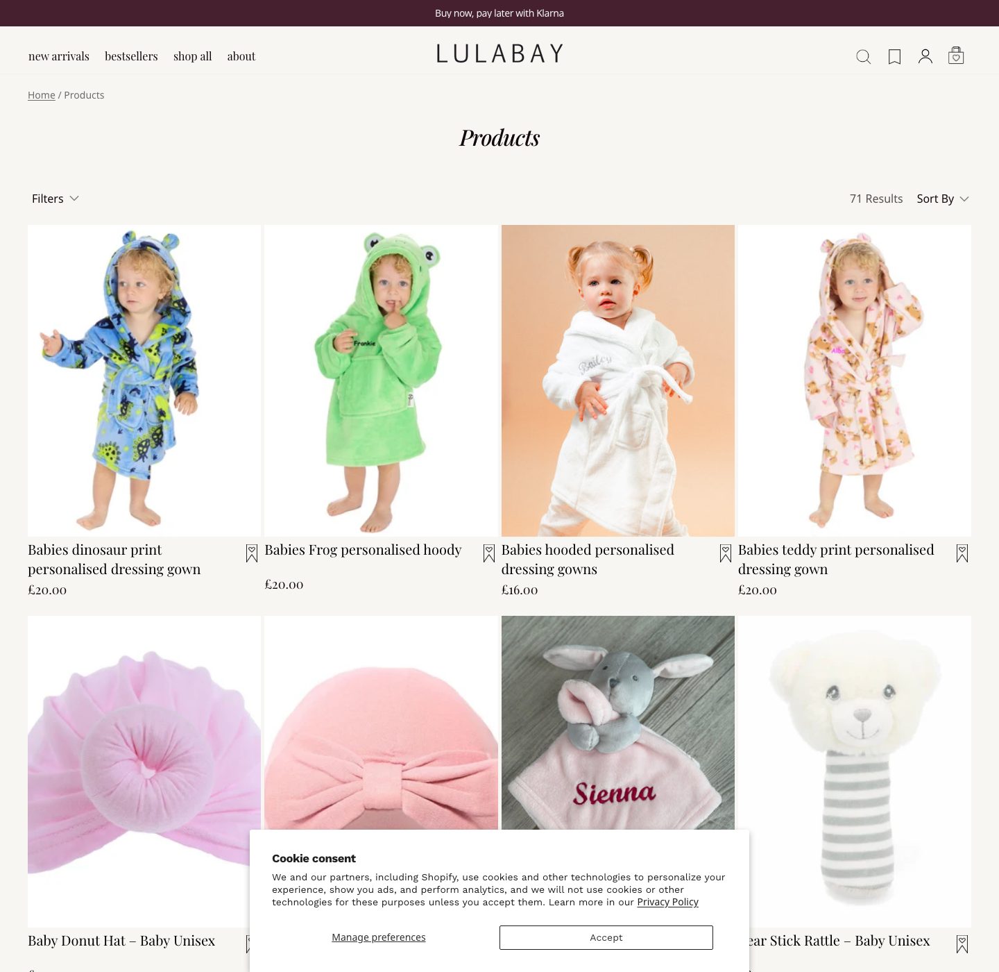 Product listing